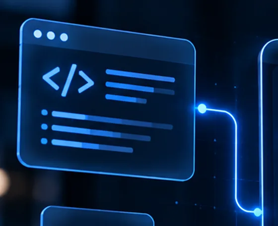 Ilustración de una ventana de código para software a medida